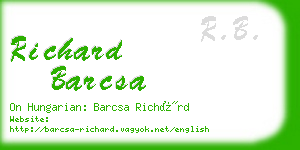 richard barcsa business card